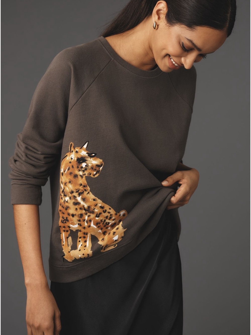 By Anthropologie LouLou Avenue Cheetah Graphic Sweatshirt Size Medium